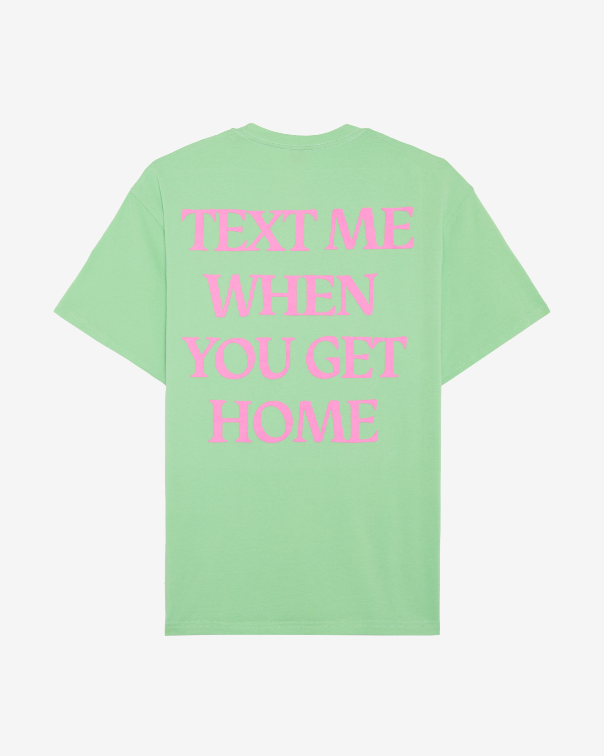 Text Me Tee-Green With Pink